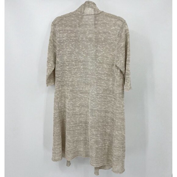 Eileen Fisher Cardigan L Beige Linen Blend Open Front Lagenlook Duster‎ Sz Large - Picture 6 of 8